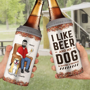 My Mates Are Dog and Beer - Dog Personalized Custom 4 In 1 Can Cooler Tumbler - Father's Day, Gift For Pet Owners, Pet Lovers