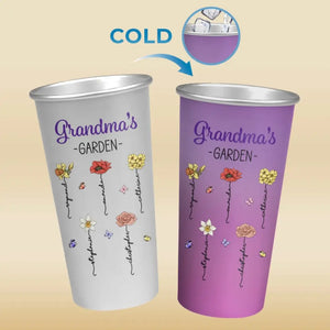 Grandma's Garden - Family Personalized Custom Aluminum Changing Color Cup - Gift For Mom, Grandma