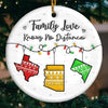 Long Distance Together Forever, Never Truly Apart - Family Personalized Custom Ornament - Ceramic Round Shaped - Christmas Gift For Family Members