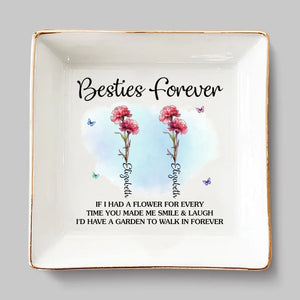 Friends Are Petals On The Flower Of Happiness - Bestie Personalized Custom Jewelry Dish - Gift For Best Friends, BFF, Sisters