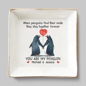 You're My Penguin - Couple Personalized Custom Jewelry Dish - Gift For Husband Wife, Anniversary