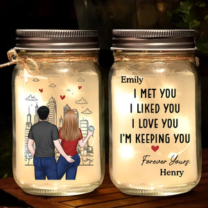 You’re Not Just My Everything, You’re My Forever - Couple Personalized Custom Mason Jar Light - Gift For Couple, Husband Wife, Anniversary