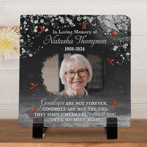 Custom Photo You Will Remain In Our Hearts Forever - Memorial Personalized Custom Square Shaped Memorial Stone - Sympathy Gift For Family Members