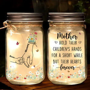 No Matter How Big We Get, We Will Always Reach For You - Family Personalized Custom Mason Jar Light - Gift For Mom, Grandma