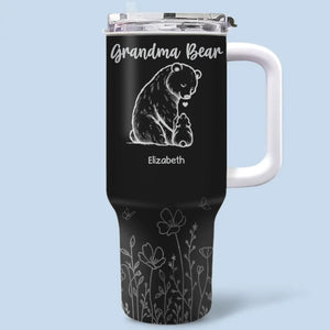 A Grandma's Love Is Eternal And Unconditional - Family Personalized Custom 40 Oz Stainless Steel Tumbler With Handle - Gift For Mom, Grandma