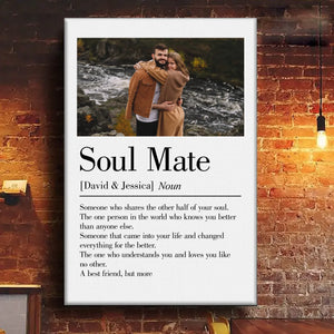 Custom Photo Soulmates, Always - Couple Personalized Custom Vertical Canvas - Gift For Husband Wife, Anniversary