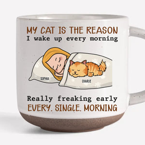 My Pets Are The Reason I Wake Up Every Morning - Dog & Cat Personalized Custom Printed Pottery Mug - Gift For Pet Owners, Pet Lovers