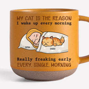 My Pets Are The Reason I Wake Up Every Morning - Dog & Cat Personalized Custom Printed Pottery Mug - Gift For Pet Owners, Pet Lovers