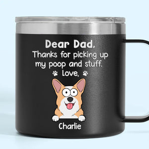 You’re Pawsome, Dad - Dog & Cat Personalized Custom 14oz Stainless Steel Tumbler With Handle - Gift For Pet Owners, Pet Lovers