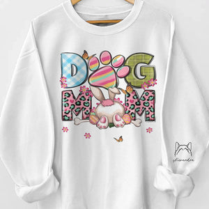 Bunny Hops & Puppy Love, Easter Perfection - Family Personalized Custom Unisex Sweatshirt, Hoodie With Design On Sleeve - Easter Gift For Mom, Grandma