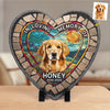 Custom Photo In Loving Memory Of - Memorial Personalized Custom 3D Mosaic Faux Stained Glass Print Heart Shaped Stone With Stand - Sympathy Gift For Pet Owners, Pet Lovers
