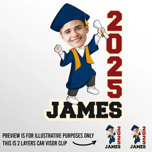 Custom Photo From Student To Star - Family Personalized Custom Car Visor Clip - Graduation Gift For Family Members, Siblings, Brothers, Sisters