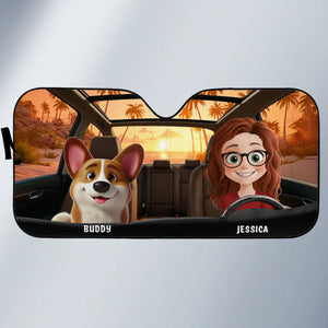 Paws On Board, Fun Ahead - Dog & Cat Personalized Custom Auto Windshield Sunshade, Car Window Protector - Mother's Day, Gift For Pet Owners, Pet Lovers