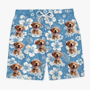 Custom Photo Pawsitive Island Energy - Dog & Cat Personalized Custom Tropical Hawaiian Aloha Men Beach Shorts - Summer Vacation Gift For Pet Owners, Pet Lovers