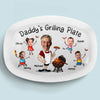 Custom Photo Serving Up Love, One BBQ At A Time - Family Personalized Custom Platter - Father's Day, Gift For Dad, Grandpa