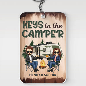 Happy Campers - Camping Personalized Custom Shaped Acrylic Keychain - Gift For Husband Wife, Anniversary, Camping Lovers