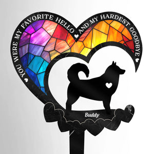 Heaven Gained A Furry Angel - Memorial Personalized Custom Stain Glass Style Acrylic Garden Stake - Sympathy Gift For Pet Owners, Pet Lovers