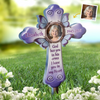 Custom Photo Butterfly Kisses From Heaven - Memorial Personalized Custom Stain Glass Style Acrylic Garden Stake - Sympathy Gift For Family Members
