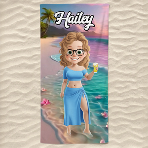 Catch Me Where The Waves Are - Bestie Personalized Custom Beach Towel - Summer Vacation Gift, Birthday Pool Party Gift For Best Friends, BFF, Sisters