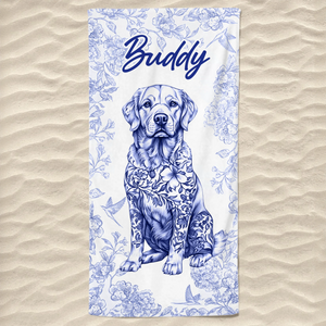 Hello Sunshine - Dog Personalized Custom Beach Towel - Summer Vacation Gift, Birthday Pool Party Gift For Pet Owners, Pet Lovers