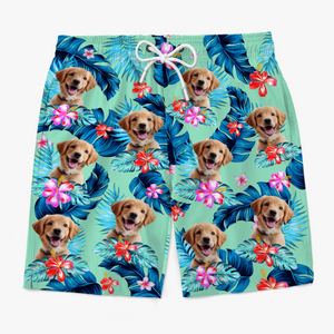 Custom Photo Paws Out, Sun's Out - Dog & Cat Personalized Custom Tropical Hawaiian Aloha Men Beach Shorts - Summer Vacation Gift For Pet Owners, Pet Lovers