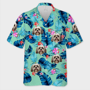 Custom Photo Stay Chill With My Fluffy Crew - Dog & Cat Personalized Custom Unisex Tropical Hawaiian Aloha Shirt - Summer Vacation Gift, Gift For Pet Owners, Pet Lovers