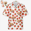 Custom Photo Strawberries And Smiles All Day - Dog & Cat Personalized Custom Unisex Tropical Hawaiian Aloha Shirt - Summer Vacation Gift, Gift For Pet Owners, Pet Lovers