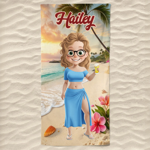 Good Vibes Only - Bestie Personalized Custom Beach Towel - Summer Vacation Gift, Birthday Pool Party Gift For Best Friends, BFF, Sisters