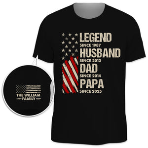 Life Of A True Man - Family Personalized Custom Unisex T-Shirt With Design On Sleeve - 4th Of July, Gift For Dad, Grandpa