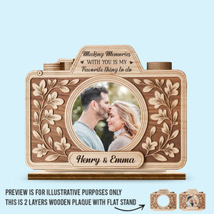Custom Photo 2-Layered Wooden Plaque - Personalized Anniversary Wedding Gifts For Husband And Wife, Him And Her - Our Love Story Is My Favorite