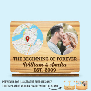 Custom Photo 2-Layered Wooden Plaque - Personalized Anniversary Wedding Gifts For Husband And Wife, Him And Her - Where It All Began