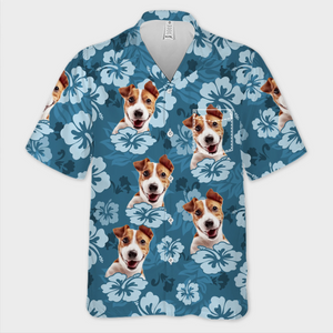Custom Photo Unisex Tropical Hawaiian Aloha Shirt - Personalized Summer Vacation And Travel Gifts For Dog Cat Lovers, Dog Dad And Mom, Cat Owners - Island Vibes, Puppy Love