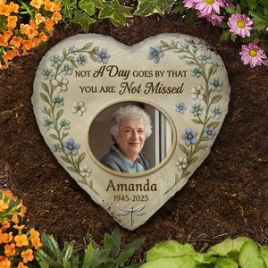 Custom Photo Heart Shaped Memorial Stone - Personalized Memorial Sympathy Gifts For Loss Of Mom, Dad - Memories Last Forever