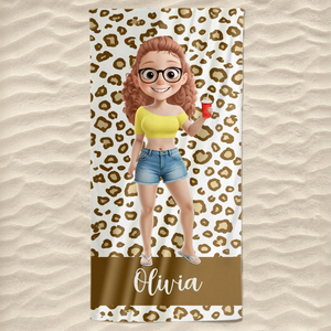 Custom Beach Towel - Personalized Summer Vacation And Travel Gifts For Women - Sun, Sand, And Sips