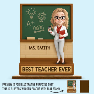 Custom 2-Layered Wooden Plaque - Personalized Back To School Gifts For Teachers - Discover, Grow, And Shine Here