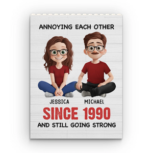 Custom Vertical Rectangle Shaped Building Brick Blocks - Personalized Anniversary Wedding Gifts For Husband And Wife, Him And Her - Still Bugging Each Other Daily