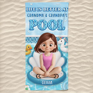Custom Beach Towel - Personalized Summer Vacation And Travel Gifts For Family, Kids - Grandkid Pool Party