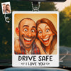Custom Photo Funny Caricature Acrylic Car Ornament - Personalized Anniversary Wedding Gifts For Husband And Wife, Him And Her - Safe Driver, Happy Lover