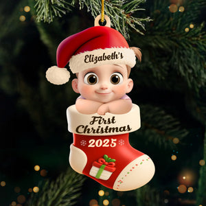 Custom Acrylic Ornament - Personalized Christmas Baby Shower, Gender Reveal Gifts For New Moms, New Dads, New Parents - Too Cute To Be Pine