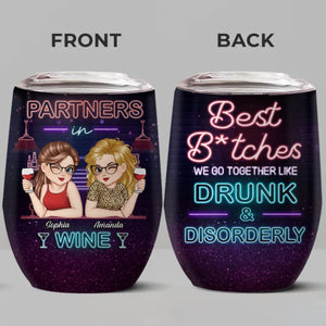 Custom Wine Tumbler - Personalized Best Friend Birthday Gifts For Women, Besties, Sisters, BFF - Crazy Fun Never Ends With Besties