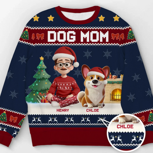 Custom Unisex Ugly Sweatshirt - Personalized Christmas Birthday Gifts For Dog Cat Lovers, Dog Dad And Mom, Cat Owners - Santa’s Favorite Dog Mom