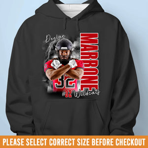Custom Player Football T-shirt, Hoodie - Personalized Gift For Birthday, Football Football Lovers, NFL Fans, Sport Lovers, Senior Graduation Gift - Bootleg T-shirt With Photo