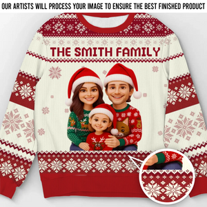 Custom Photo Unisex Ugly Sweatshirt - Personalized Christmas Birthday Gifts For Mom, Dad, Brother, Sister, Kids - All Wrapped Up In Love