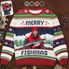 Custom Photo Unisex Ugly Sweatshirt - Personalized Christmas Birthday Fishing Gifts For Fisherman - This Fishmas, I’m The Real Catch
