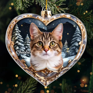 Custom Photo Acrylic Ornament - Personalized Pet Christmas Memorial Sympathy Gifts For Dogs, Cats - Miss You More Each Day