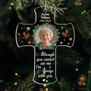 Custom Photo Cardinal Acrylic Ornament - Personalized Christmas Memorial Sympathy Gifts For Loss Of Mom, Dad - Your Spirit Lives Within Me