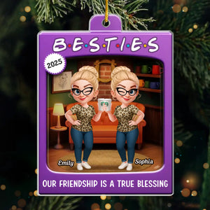 Custom Acrylic Ornament - Personalized Best Friend Christmas Birthday Gifts For Women, Besties, Sisters, BFF - Snowy Days Filled With Laughter