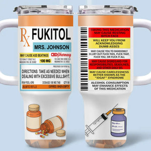 Custom 40 Oz Stainless Steel Tumbler With Handle - Personalized Funny Gifts For Best Friends, Family, Coworker, Work Bestie - Instant Mood Stabilizer