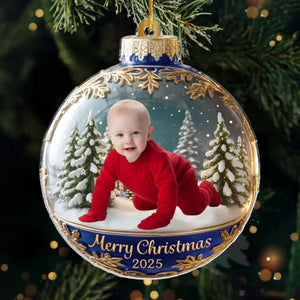 Custom Photo First Christmas Acrylic Ornament - Personalized Christmas Baby Shower, Gender Reveal Gifts For New Moms, New Dads, New Parents - Little Star Of Our Holiday Night