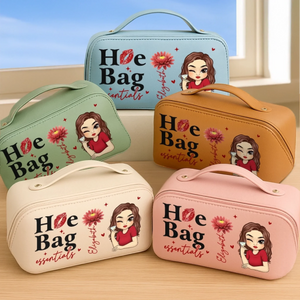 Custom PU Leather Travel Toiletry Bag - Personalized Birthday Gifts For Women, Besties, Sisters, BFF, Yourself - Stronger Each Day With My Journey